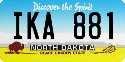 ND license plate IKA881