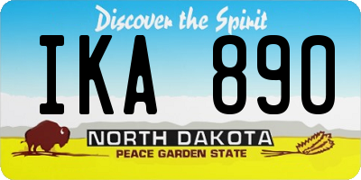 ND license plate IKA890