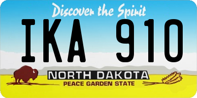 ND license plate IKA910