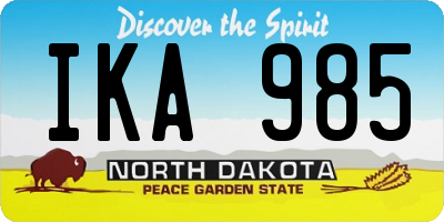 ND license plate IKA985