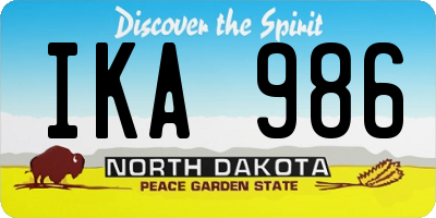 ND license plate IKA986