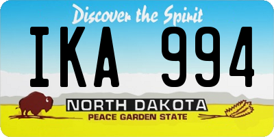ND license plate IKA994