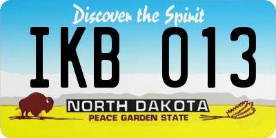 ND license plate IKB013