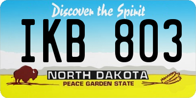 ND license plate IKB803