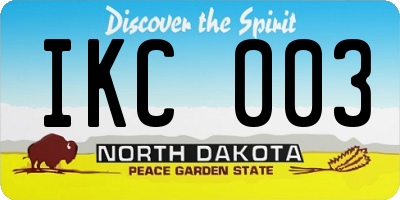ND license plate IKC003