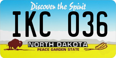 ND license plate IKC036