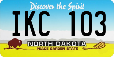 ND license plate IKC103