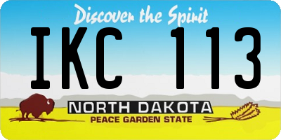 ND license plate IKC113