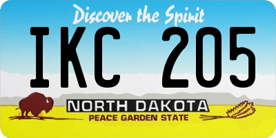 ND license plate IKC205