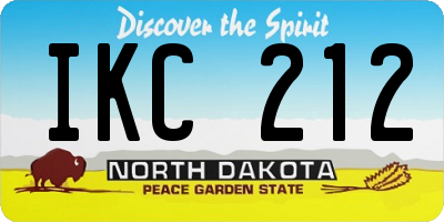 ND license plate IKC212