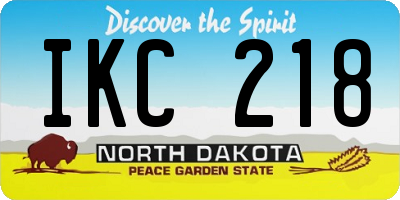 ND license plate IKC218