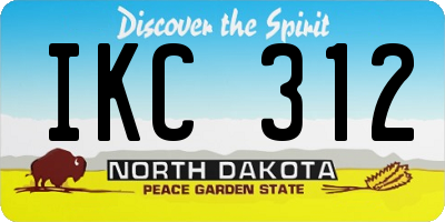 ND license plate IKC312