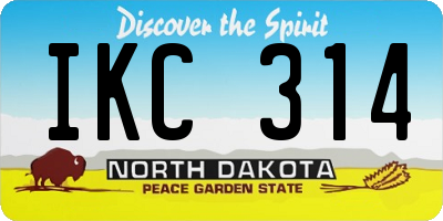 ND license plate IKC314