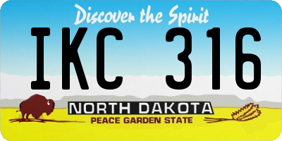 ND license plate IKC316