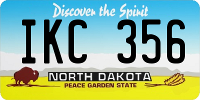 ND license plate IKC356