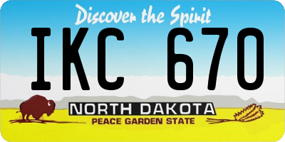 ND license plate IKC670