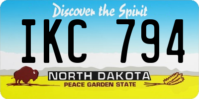 ND license plate IKC794