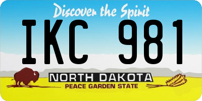 ND license plate IKC981