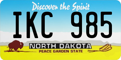 ND license plate IKC985