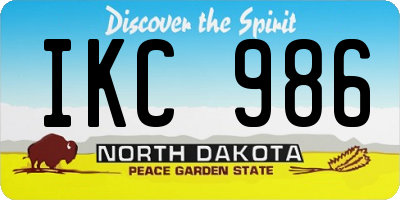 ND license plate IKC986