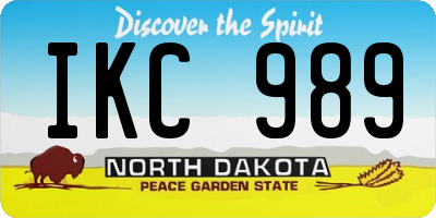 ND license plate IKC989
