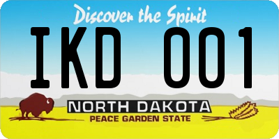 ND license plate IKD001