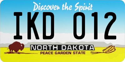 ND license plate IKD012