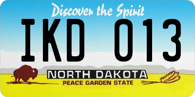 ND license plate IKD013