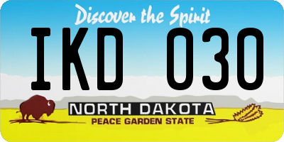 ND license plate IKD030