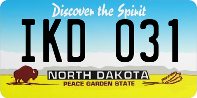 ND license plate IKD031
