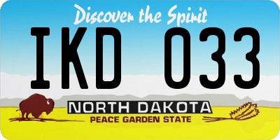 ND license plate IKD033