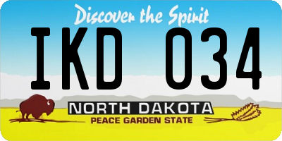 ND license plate IKD034