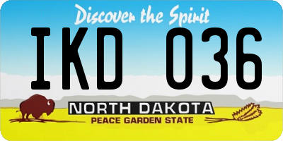 ND license plate IKD036