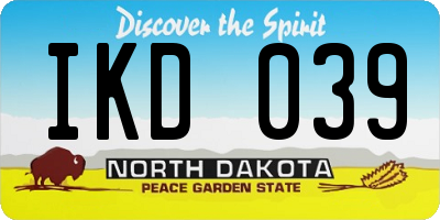ND license plate IKD039