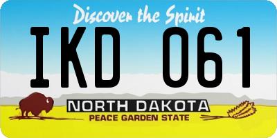 ND license plate IKD061