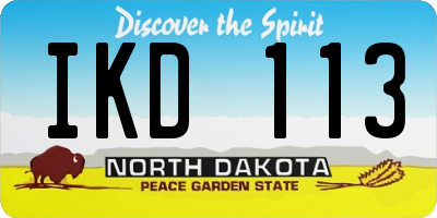 ND license plate IKD113