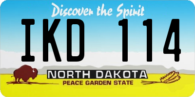 ND license plate IKD114
