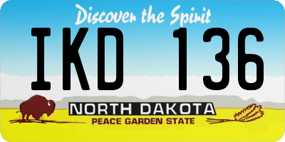 ND license plate IKD136