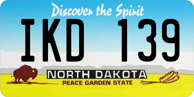 ND license plate IKD139