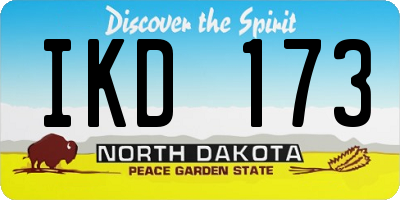 ND license plate IKD173