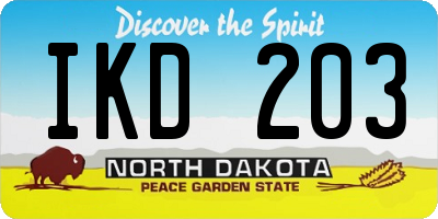ND license plate IKD203