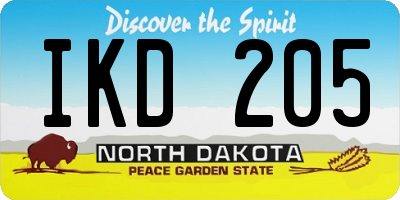 ND license plate IKD205