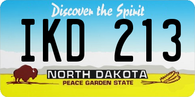 ND license plate IKD213