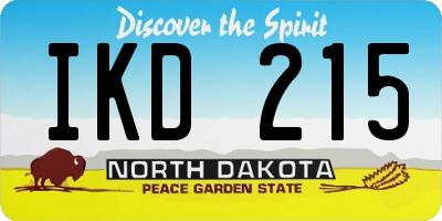 ND license plate IKD215