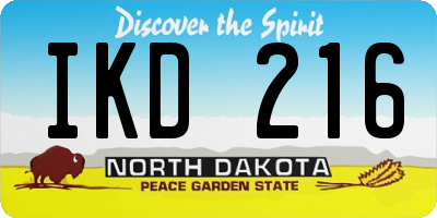 ND license plate IKD216