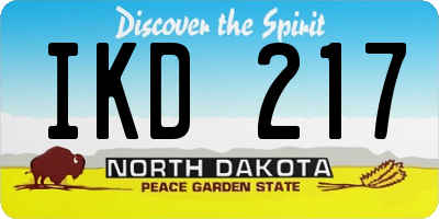 ND license plate IKD217