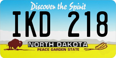 ND license plate IKD218