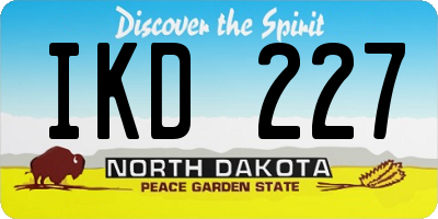 ND license plate IKD227