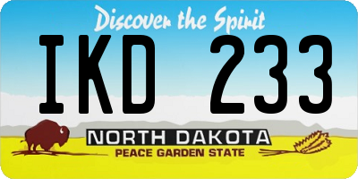 ND license plate IKD233