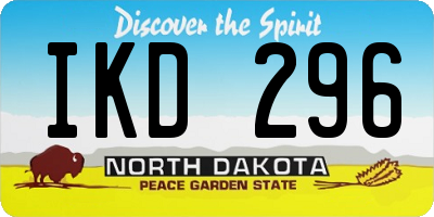 ND license plate IKD296